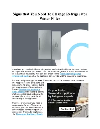 Signs that You Need To Change Refrigerator Water Filter