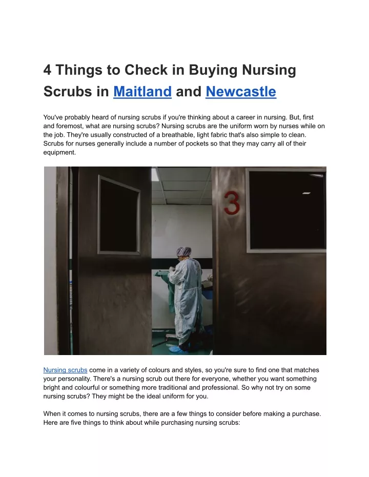 4 things to check in buying nursing scrubs