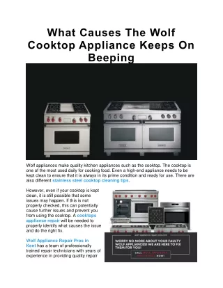 What Causes The Wolf Cooktop Appliance Keeps On Beeping