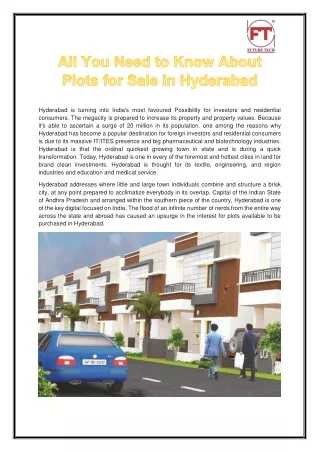 All You Need to Know Plots for Sale in Hyderabad