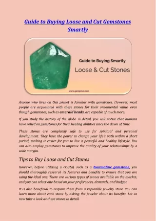 Guide to Buying Loose and Cut Gemstones Smartly
