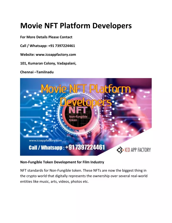 movie nft platform developers