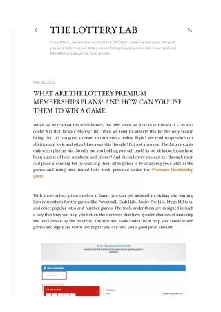 What Are The Lottery Premium Memberships Plans And How Can You Use Them To Win A Game