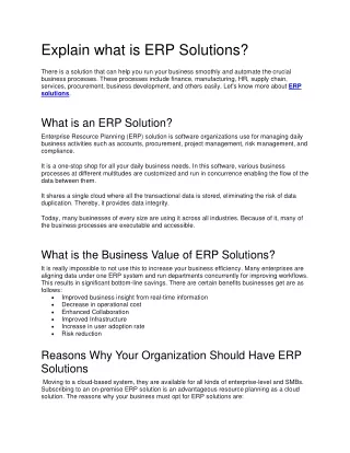 Explain what is ERP Solutions?