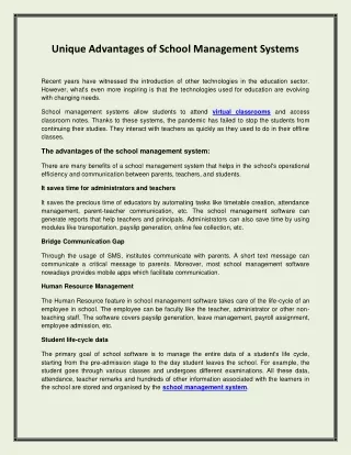 unique advantages of school management systems