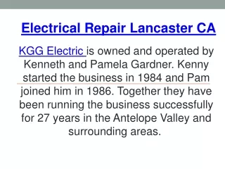 Electrical Repair Lancaster CA