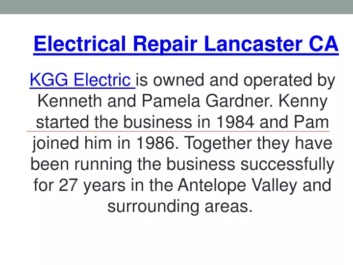 electrical repair lancaster ca