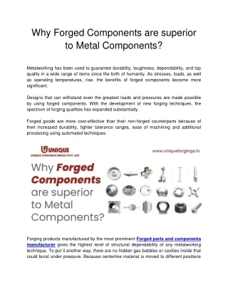 why forged components are superior to metal