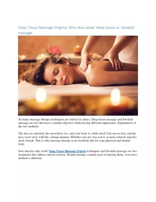 Deep Tissue Massage Virginia