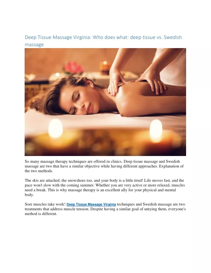 deep tissue massage virginia who does what deep