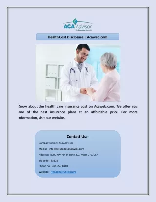 health cost disclosure acaweb com