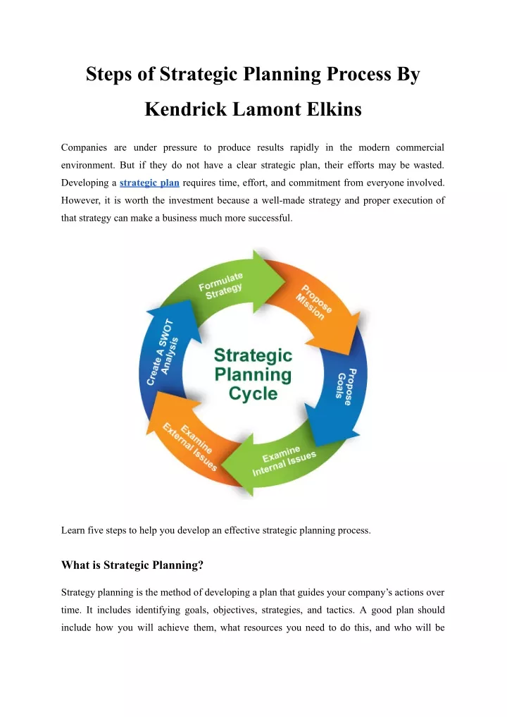 steps of strategic planning process by