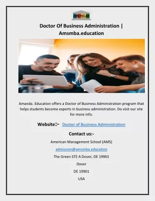 Doctor Of Business Administration  Amsmba.education
