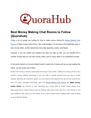best money making chat rooms to follow quorahub