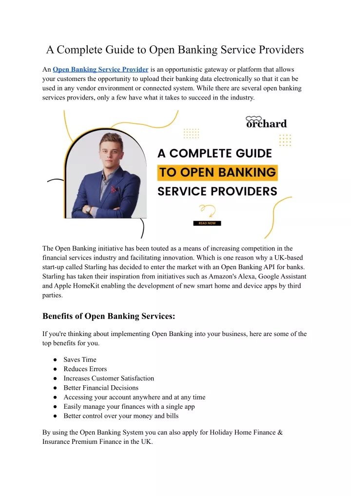 a complete guide to open banking service providers