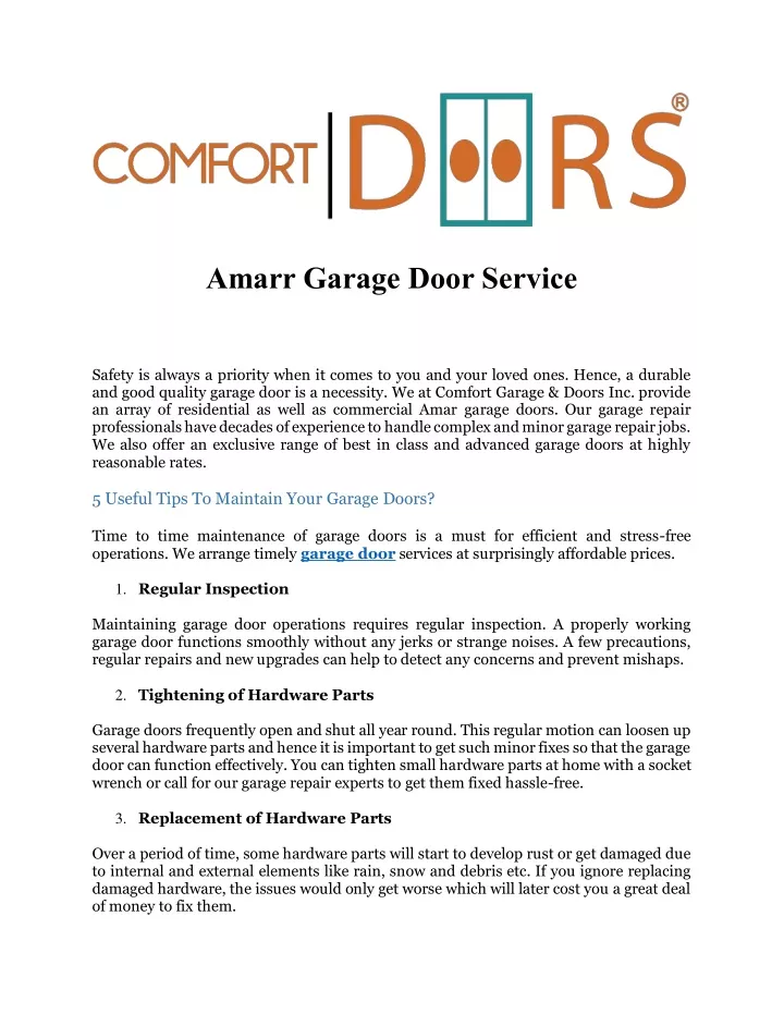 amarr garage door service