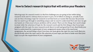 How to Select research topics that will entice your readers
