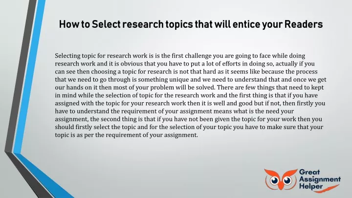 how to select research topics that will entice your readers