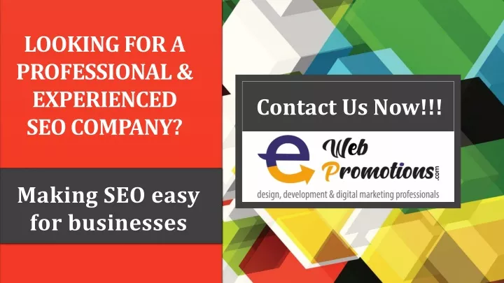 looking for a professional experienced seo company