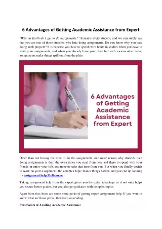 6 Advantages of Getting Academic Assistance from Expert