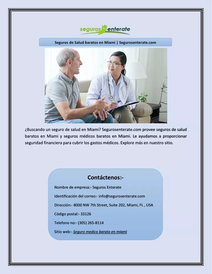 seguros de salud baratos en miami segurosenterate