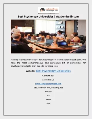 Best Psychology Universities  Academicsdb