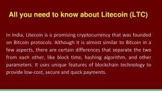 All you need to know about Litecoin (LTC)