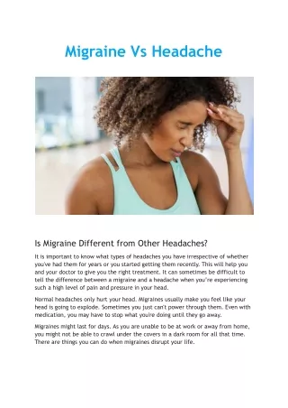Difference Between Migraine and Headaches