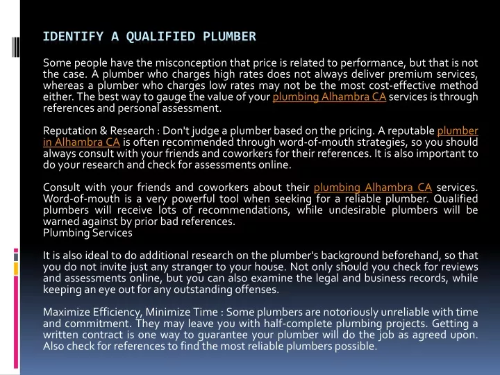 identify a qualified plumber