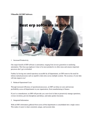 9 benefits of erp software