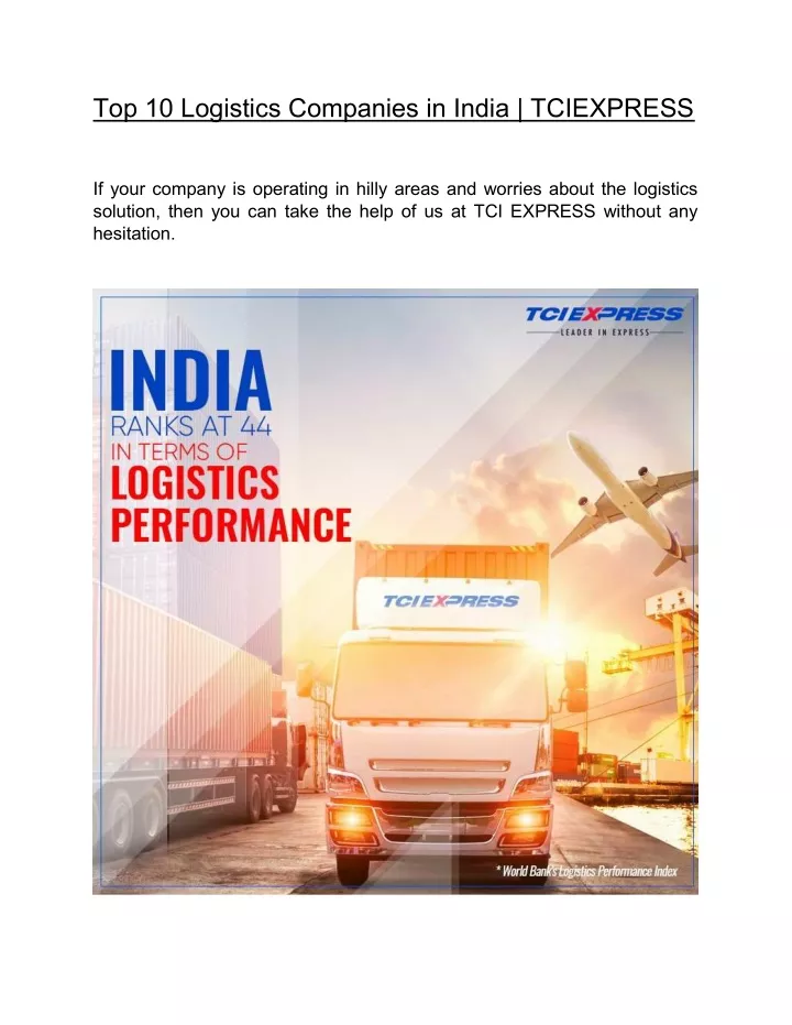 top 10 logistics companies in india tciexpress