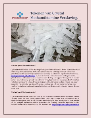 Tekenen van Crystal Methamfetamine Verslaving.