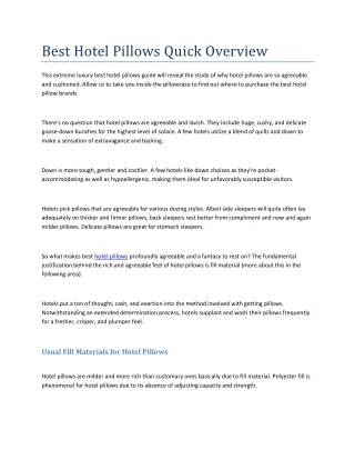 best hotel pillows quick overview