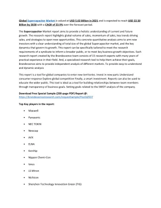 global supercapacitor market is valued