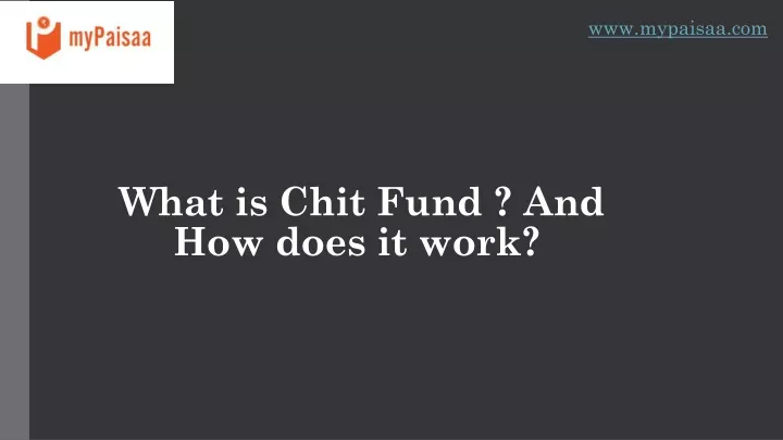 what is chit fund and how does it work