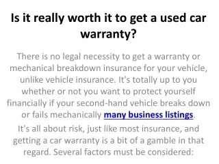 is it really worth it to get a used car warranty
