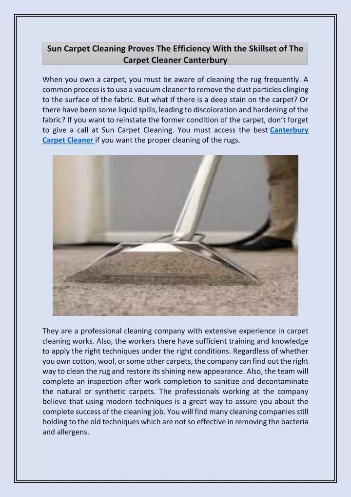 sun carpet cleaning proves the efficiency with