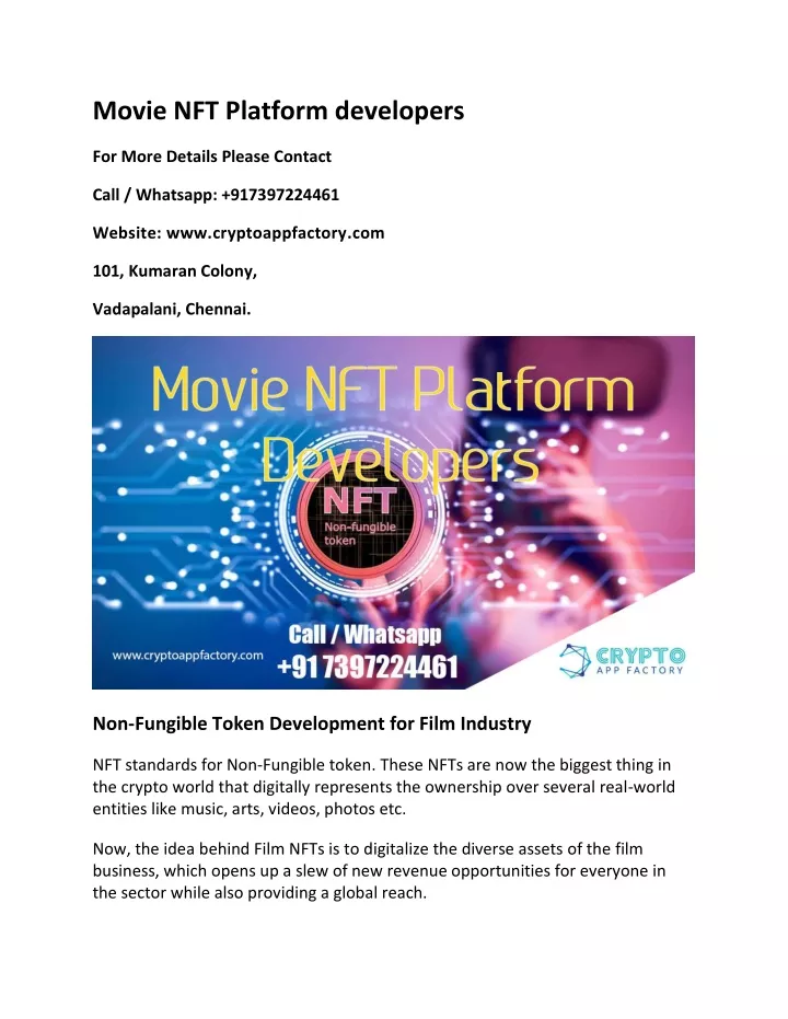 movie nft platform developers