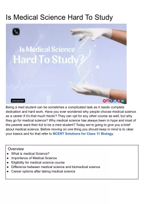 Is Medical Science Hard To Study? overview, Career Opt, FAQs