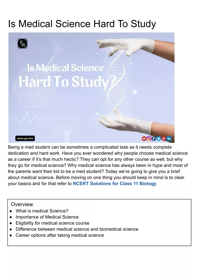 is medical science hard to study
