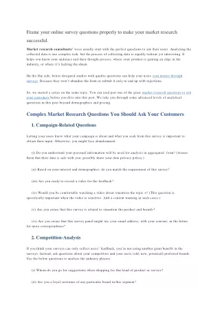 Frame your online survey questions properly to make your market research success