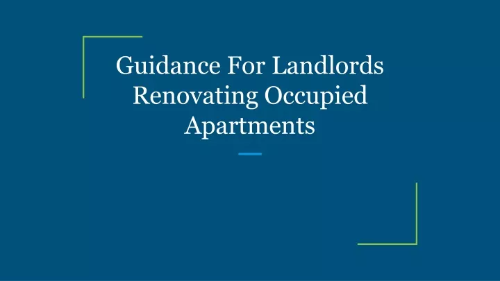 guidance for landlords renovating occupied apartments
