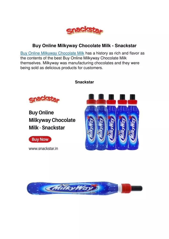 buy online milkyway chocolate milk snackstar