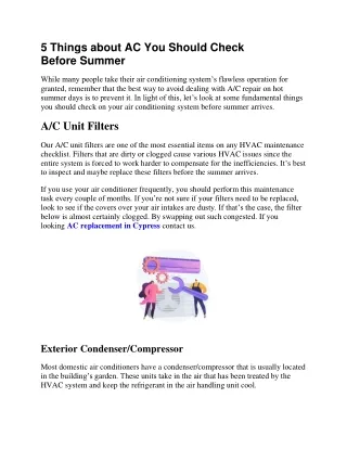 5 Things About AC You Should Check Before Summer