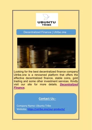 Decentralized Finance | Utribe.one