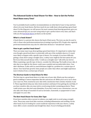 The Advanced Guide to Head Shaver For Men - How to Get the Perfect Head Shave every Time!