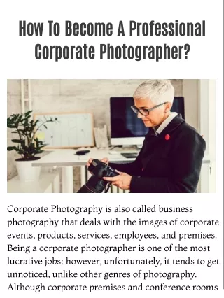 How To Become A Professional Corporate Photographer?