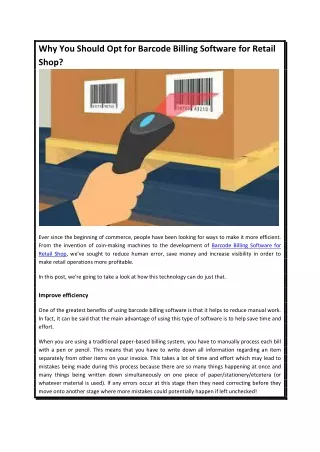 Why You Should Opt for Barcode Billing Software for Retail Shop