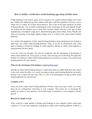 how to build a world class rental booking
