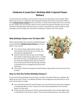 Celebrate A Loved One's Birthday With A Special Flower Delivery